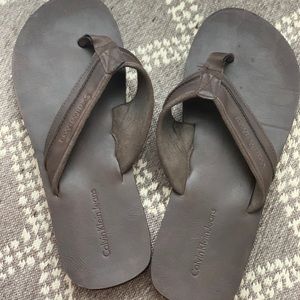 Calvin Klein Jeans Mens Leather Flops 9